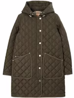 (Women) Burberry Quilted Nylon Hooded Jacket Coat in Dark Army Khaki. 80745231 (Women) Burberry Quilted Nylon Hooded Jacket Coat in Dark Army Khaki. 80745231