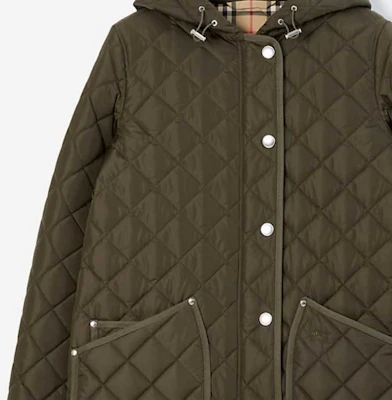 (W) Burberry 深軍卡其色絎縫尼龍帽夾克外套. 80745231 Shop (W) Burberry 深軍卡其色絎縫尼龍帽夾克外套. 80745231