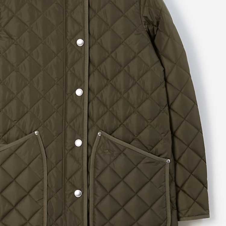 Details for (W) Burberry 深軍卡其色絎縫尼龍帽夾克外套. 80745231