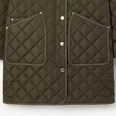 (W) Burberry 深軍卡其色絎縫尼龍帽夾克外套. 80745231 Sizing (W) Burberry 深軍卡其色絎縫尼龍帽夾克外套. 80745231