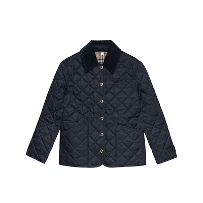 (Women) Burberry Quilted Single-Breasted Jacket Navy Blue FW22. 80498721