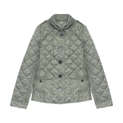 (Women) Burberry Quilted Single-Breasted Zip Jacket Olive Green 80530471