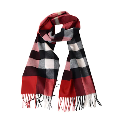 (Women) Burberry Red Check Cashmere Scarf 3953995