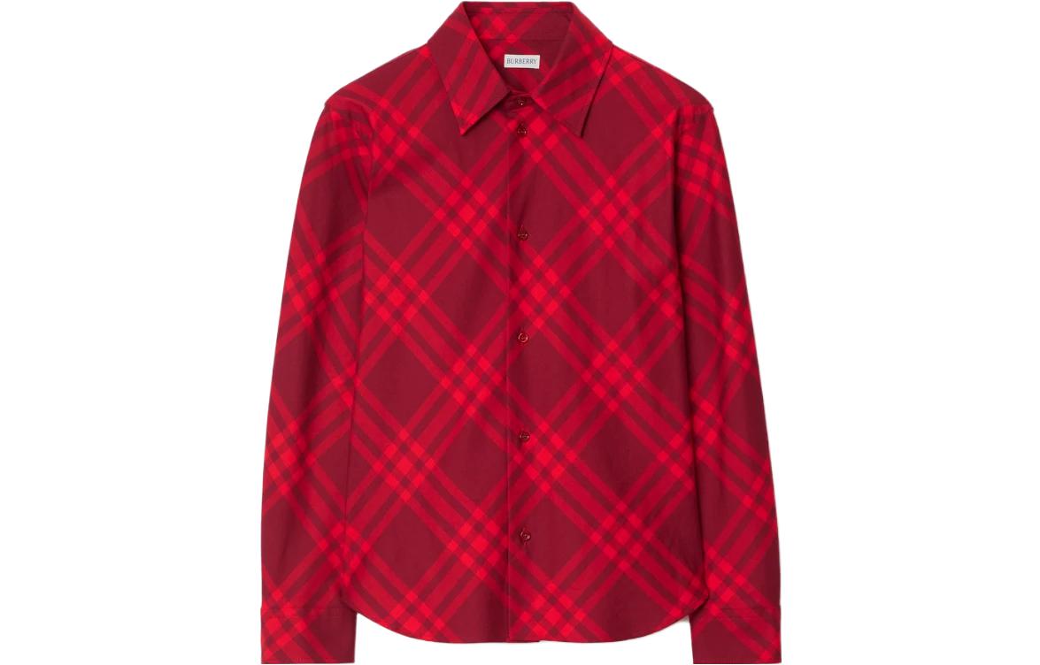 (Women) Burberry  Red Check Long Sleeve Button-Down Shirt 80776721 圖 2