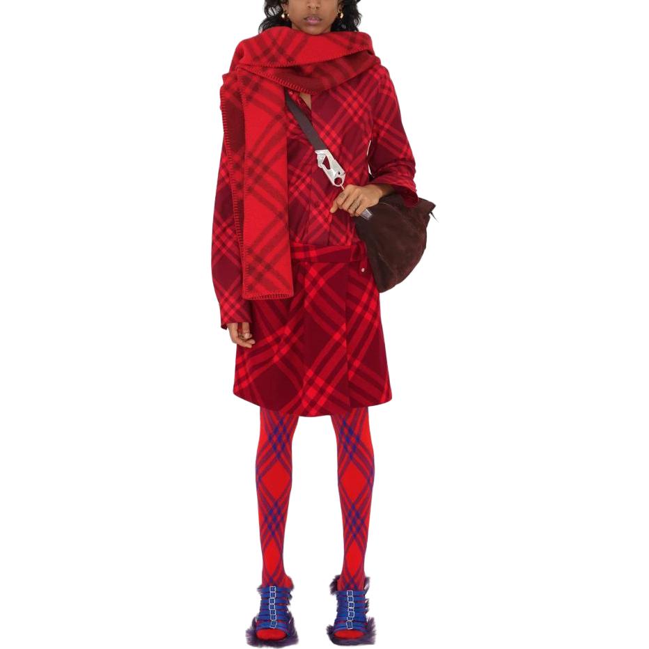 (Women) Burberry  Red Check Long Sleeve Button-Down Shirt 80776721 圖 4