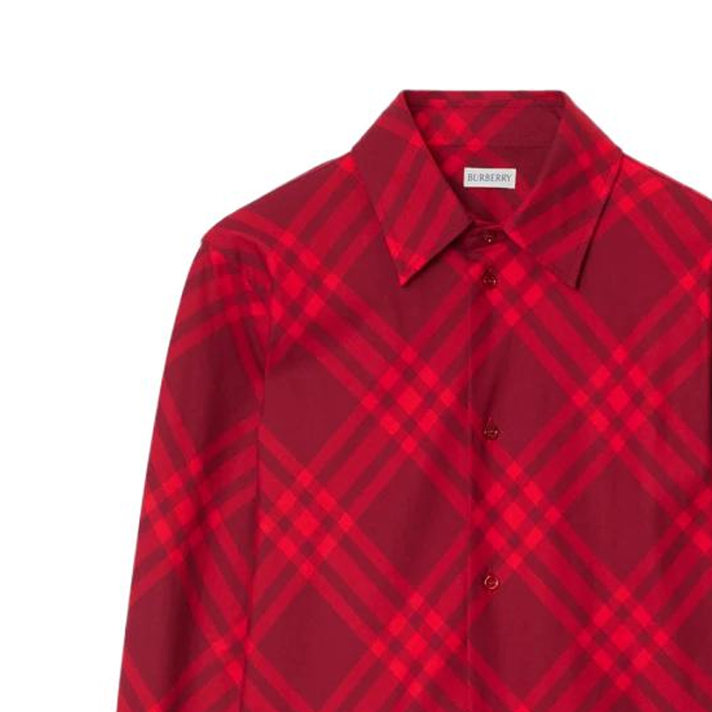 (Women) Burberry  Red Check Long Sleeve Button-Down Shirt 80776721 圖 7