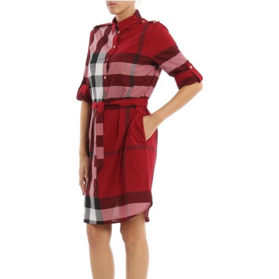 Lookbook (W) Burberry 紅色格紋長袖短洋裝 80277061