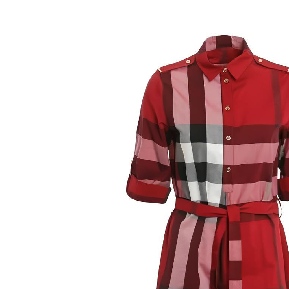 Purchase (W) Burberry 紅色格紋長袖短洋裝 80277061