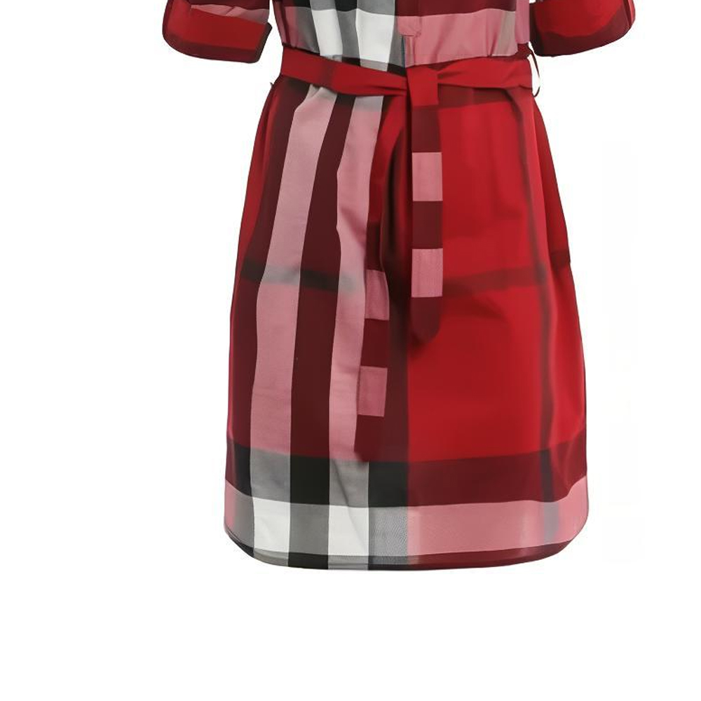 Details for (W) Burberry 紅色格紋長袖短洋裝 80277061