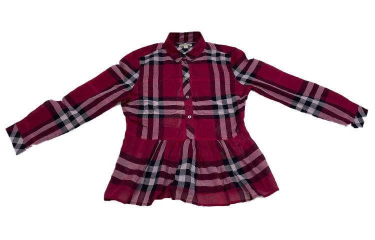 (Women) Burberry  Red Checked Print Long-Sleeve Shirt. 40129951