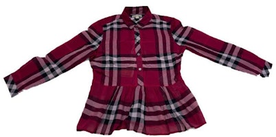 (Women) Burberry Red Checked Print Long-Sleeve Shirt. 40129951 (Women) Burberry Red Checked Print Long-Sleeve Shirt. 40129951
