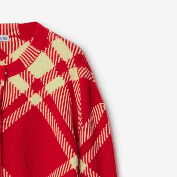 (Women) Burberry  Red Checkered Button-Up Crewneck Knit Long-Sleeve Sweater 80827531 圖 8