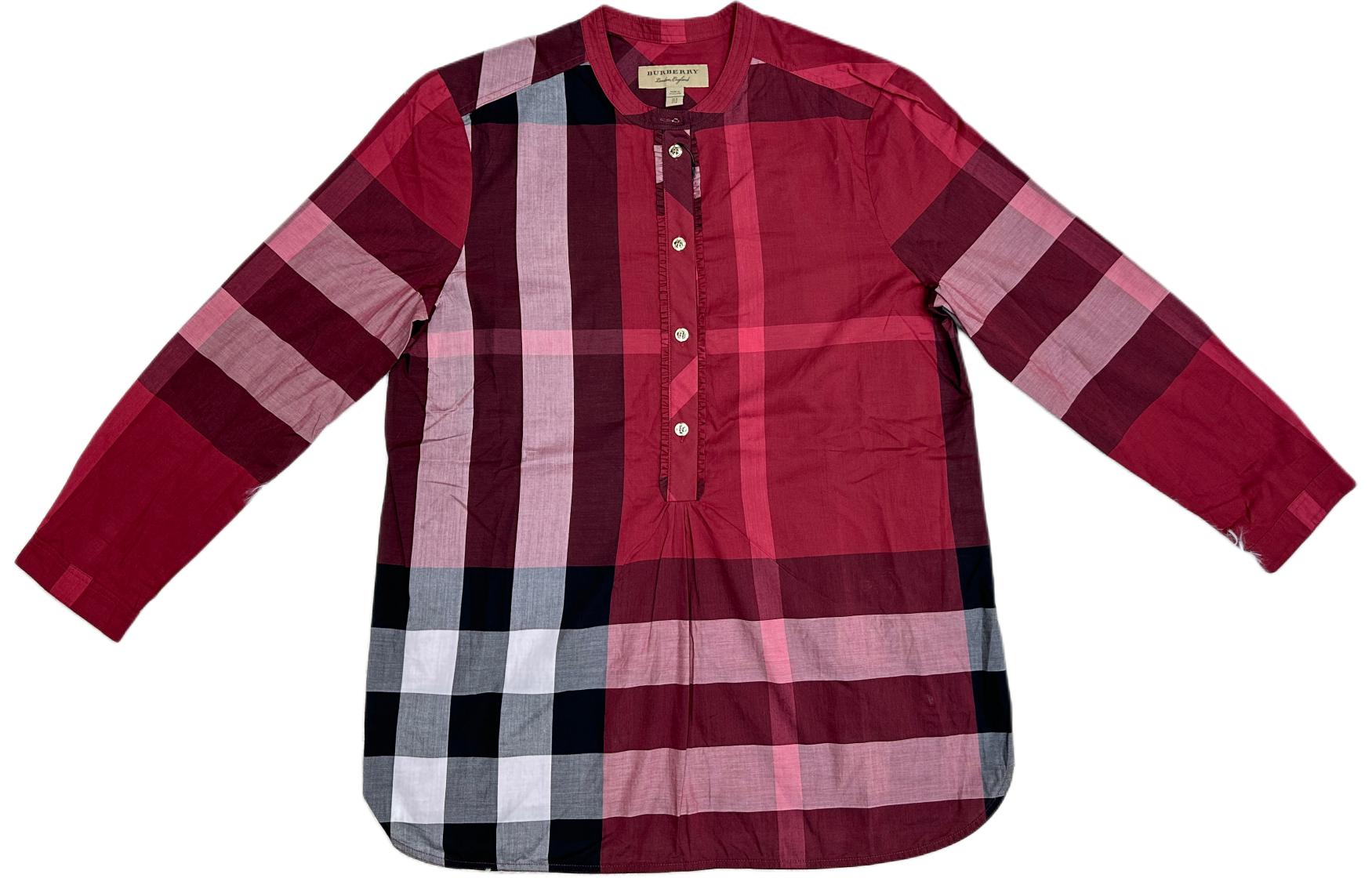 (Women) Burberry  Red Checkered Long-Sleeve Button-Up Shirt 40178141