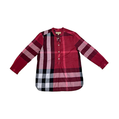 (Women) Burberry Red Checkered Long-Sleeve Button-Up Shirt 40178141