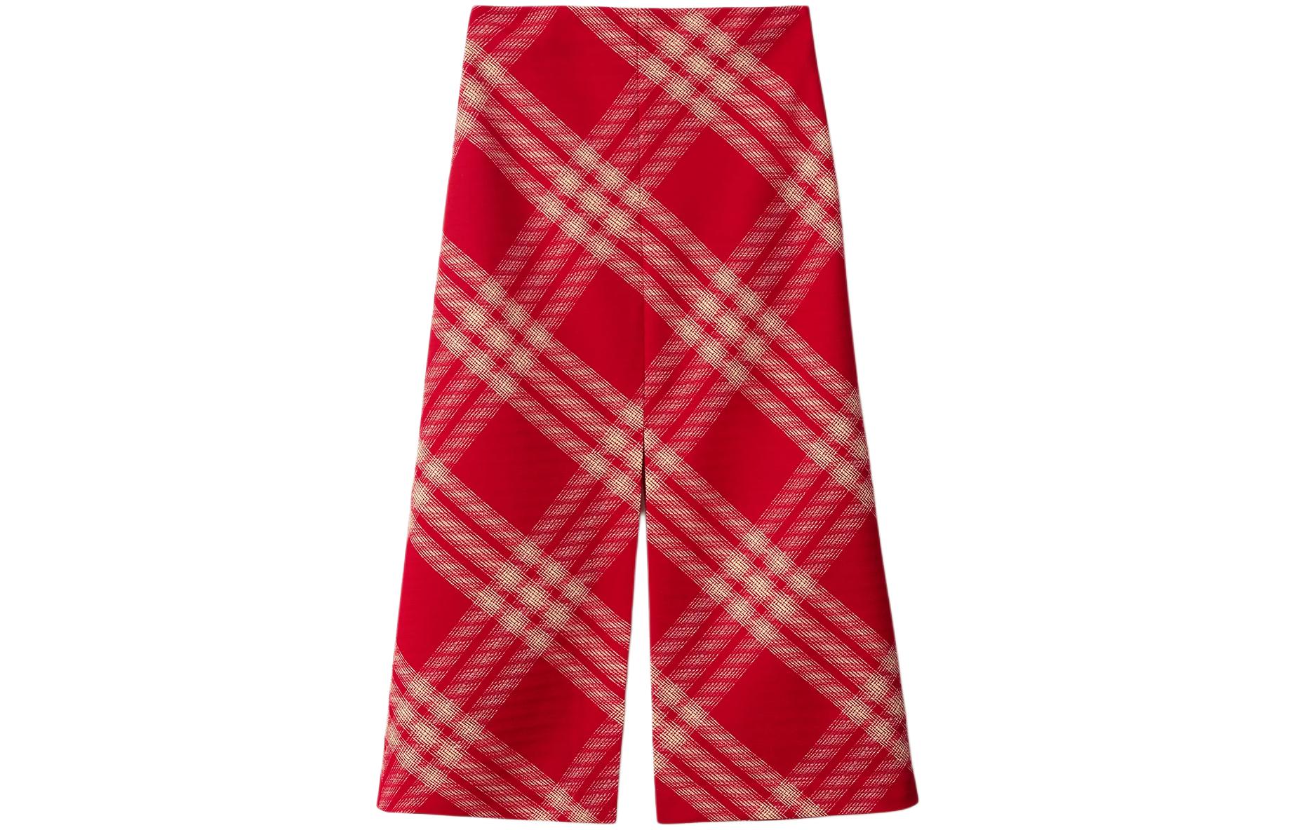 Order (W) Burberry 紅色格紋長拉鍊開叉休閒裙 80831631