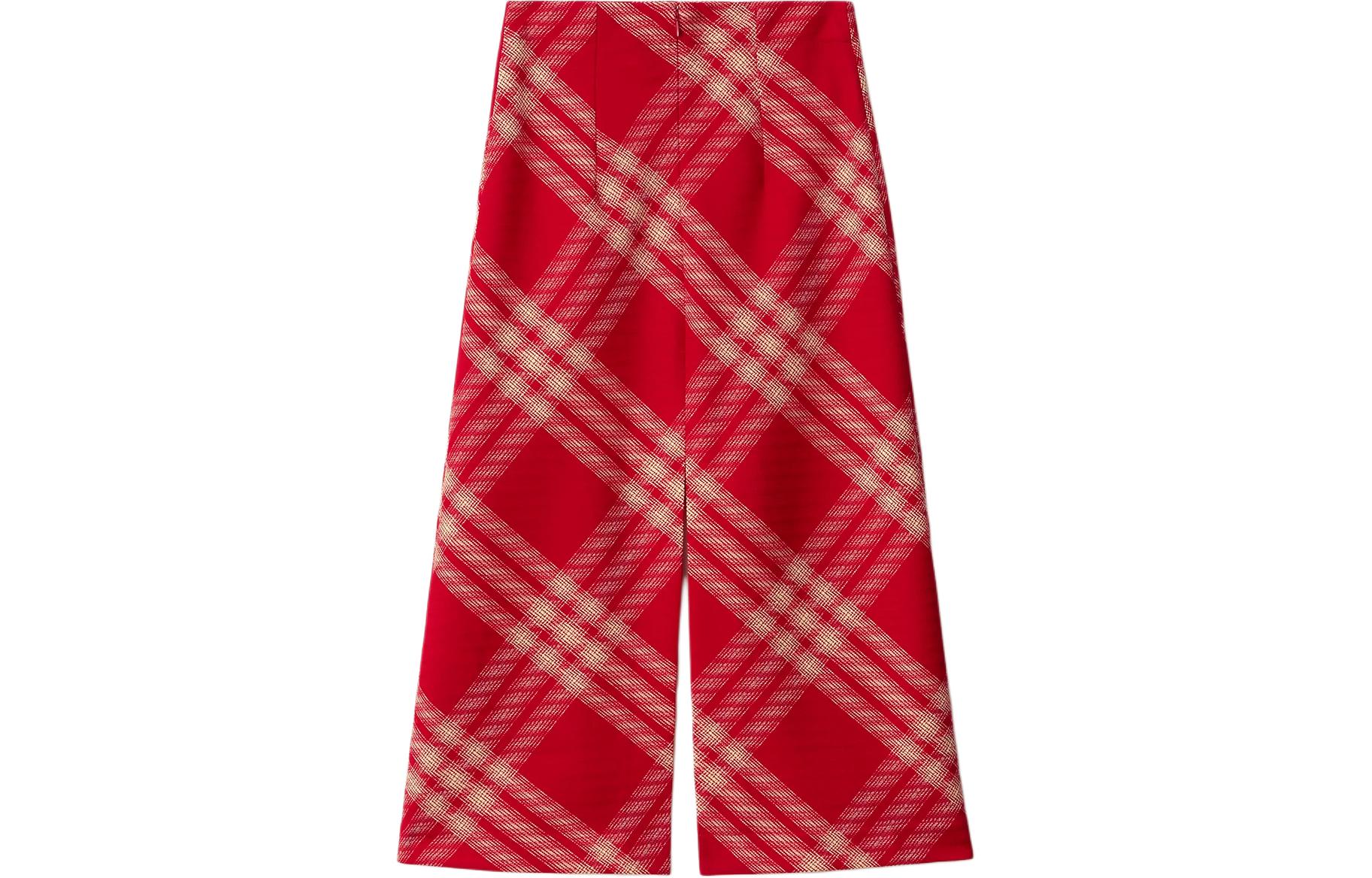 Lookbook (W) Burberry 紅色格紋長拉鍊開叉休閒裙 80831631