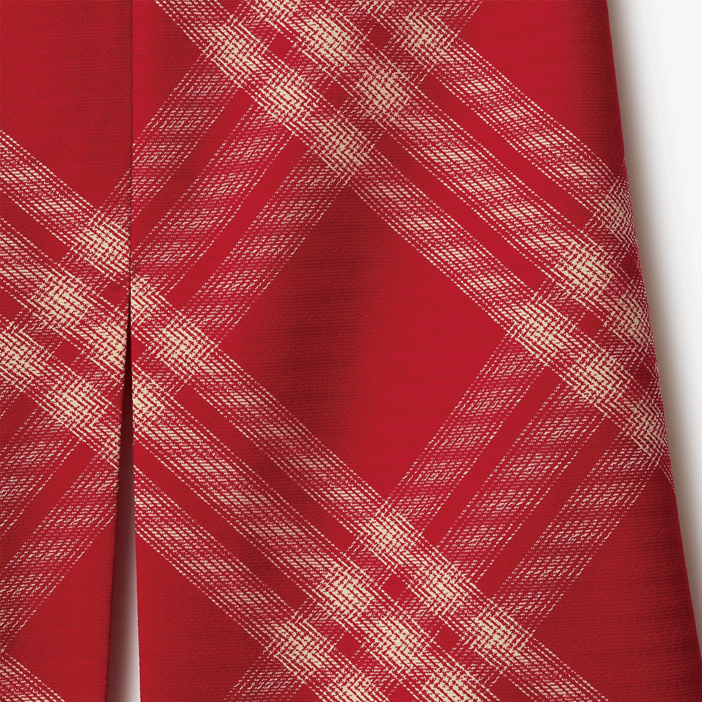 Sizing (W) Burberry 紅色格紋長拉鍊開叉休閒裙 80831631