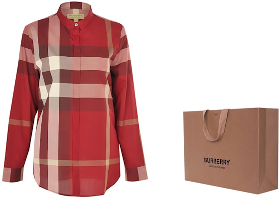 (W) Burberry 紅色拼接格紋長袖襯衫 39900391 Lookbook (W) Burberry 紅色拼接格紋長袖襯衫 39900391