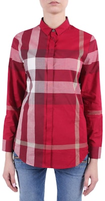 (W) Burberry 紅色拼接格紋長袖襯衫 39900391 Shop (W) Burberry 紅色拼接格紋長袖襯衫 39900391