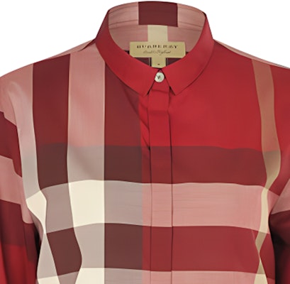 (W) Burberry 紅色拼接格紋長袖襯衫 39900391 Details for (W) Burberry 紅色拼接格紋長袖襯衫 39900391