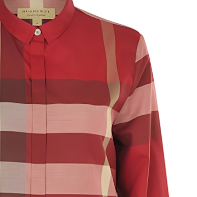 (W) Burberry 紅色拼接格紋長袖襯衫 39900391 Sizing (W) Burberry 紅色拼接格紋長袖襯衫 39900391
