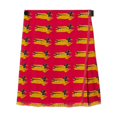 (Women) Burberry Red Duck Print Casual Mini Skirt. 80772851