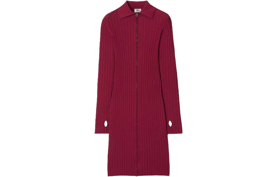 Order (W) Vestido Midi Rojo de Manga Larga con Cremallera Burberry EKD Mezcla de Viscosa. 80847091