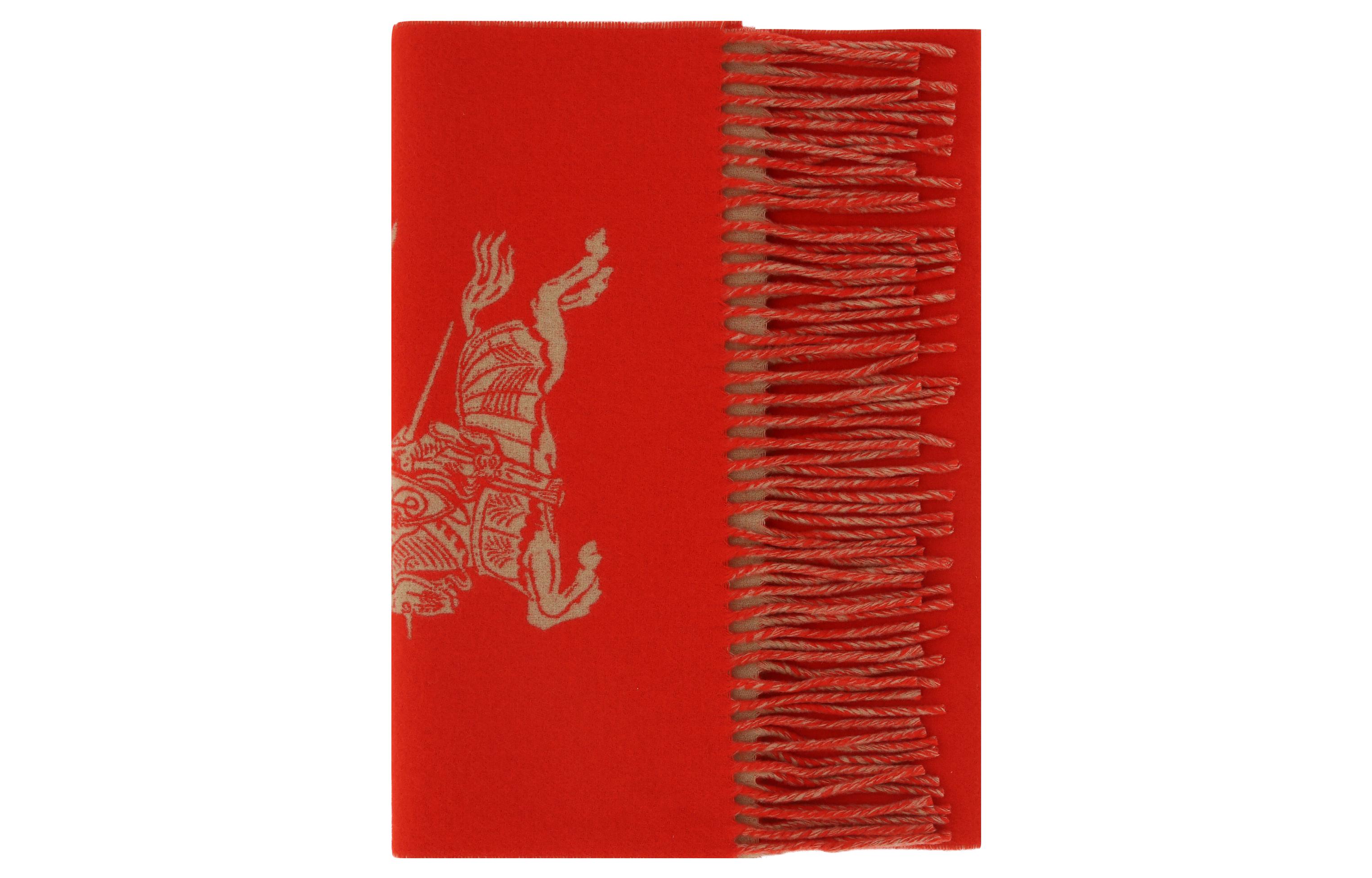 (Women) Burberry  Red Embroidered Knight Wool Scarf. 80787861 圖 2