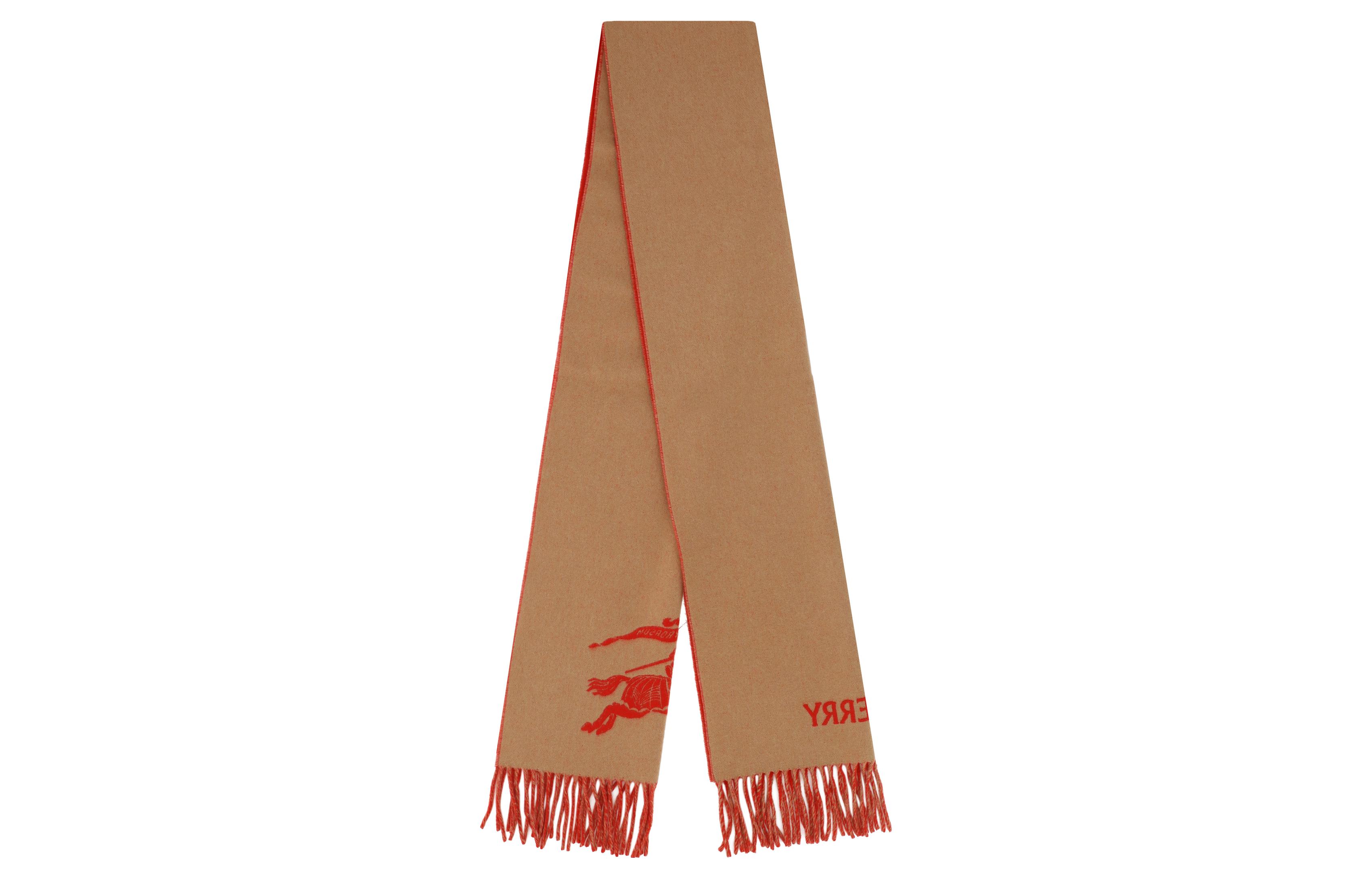 (Women) Burberry  Red Embroidered Knight Wool Scarf. 80787861 圖 3