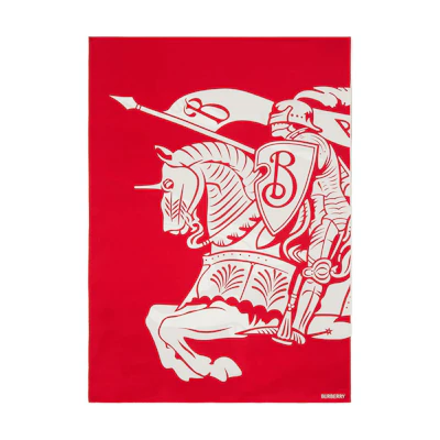 (Women) Burberry Red Knight Emblem Printed Silk Scarf. 80858381