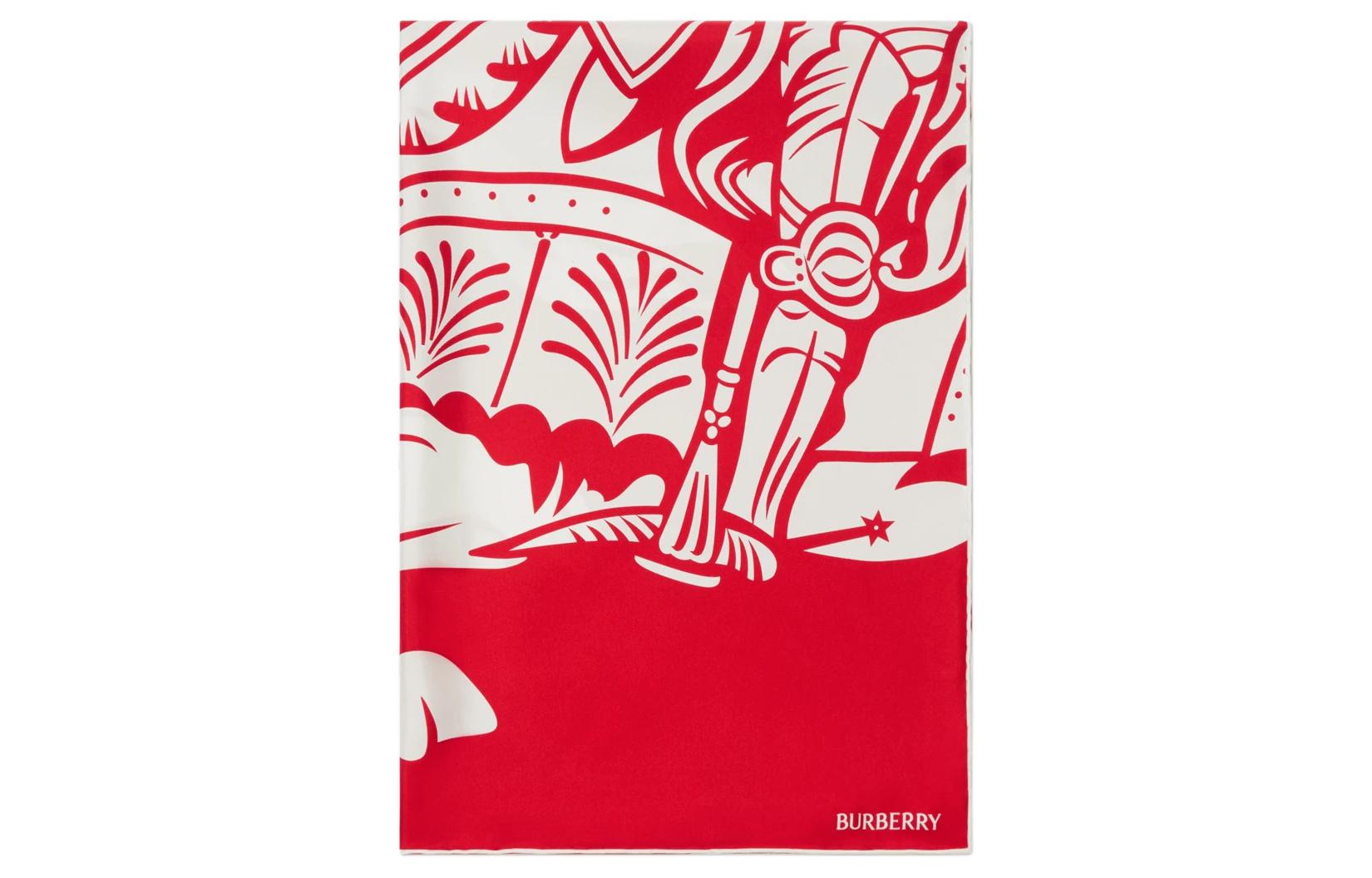 (Women) Burberry  Red Knight Emblem Printed Silk Scarf. 80858381 圖 4
