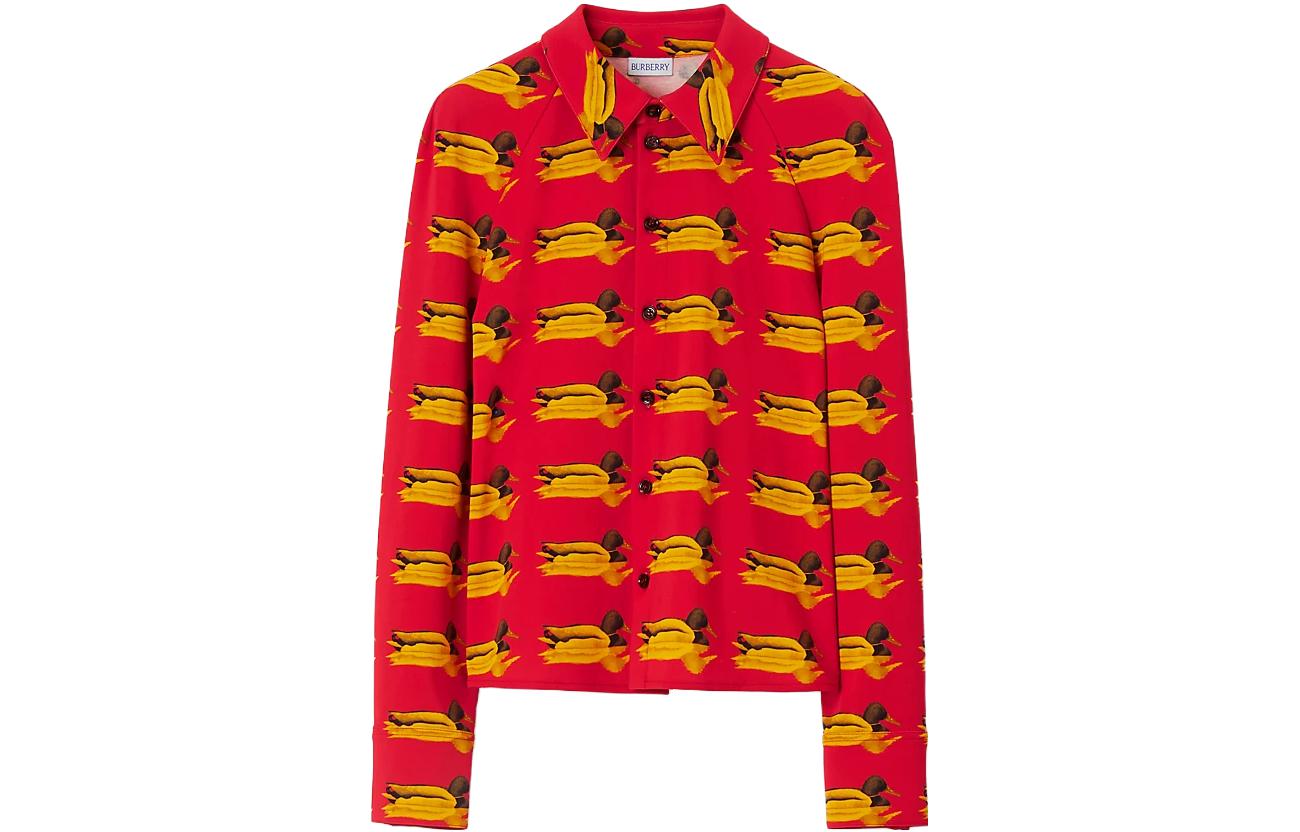 (Women) Burberry  Red Long-Sleeve Shirt with All-Over Print 80772841 圖 2