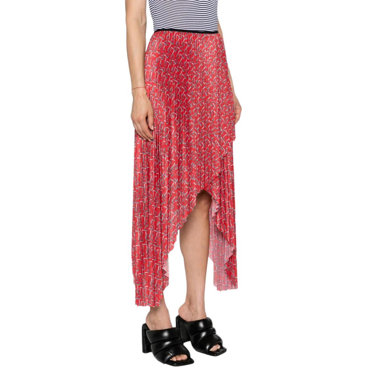 Purchase (W) 博柏利红色图案印花不对称下摆中长连衣裙. 80881471