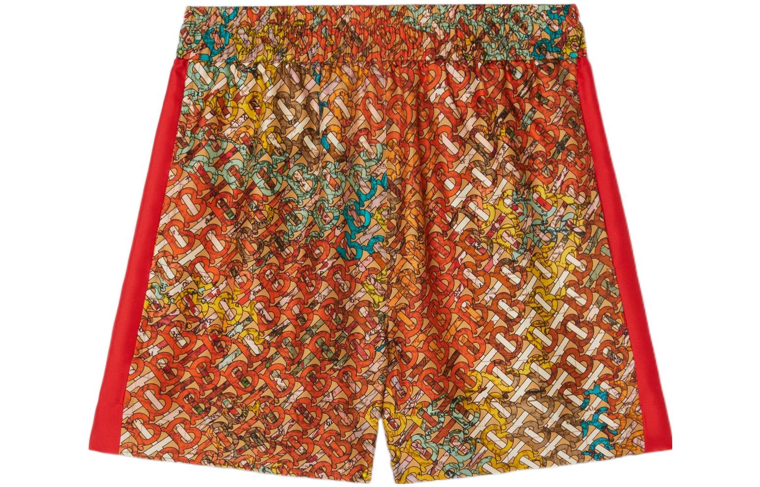(Women) Burberry  Red Pattern Print Elastic Waist Casual Shorts. 80554821