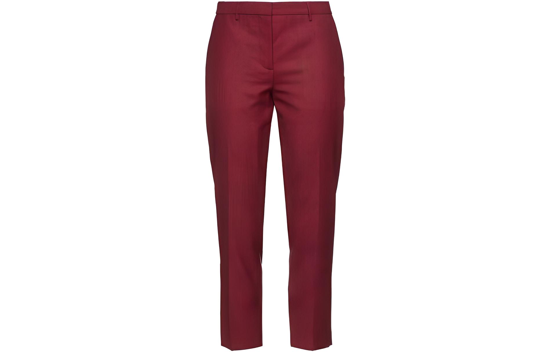 (Women) Burberry  Red Straight-Leg Casual Pants with Zipper Closure. 80074031