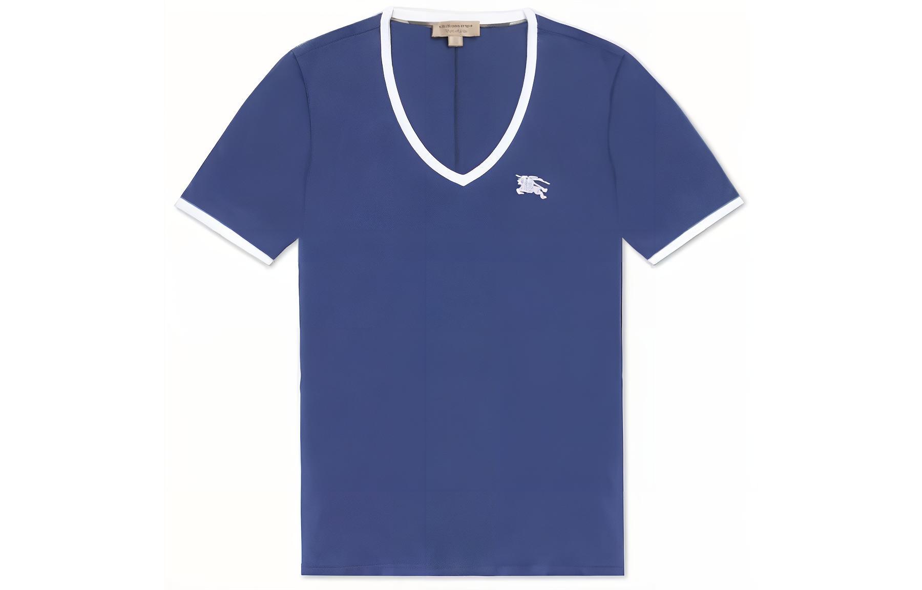 (Women) Burberry  Regular Fit Logo Embroidered T-Shirt Blue. 80356021