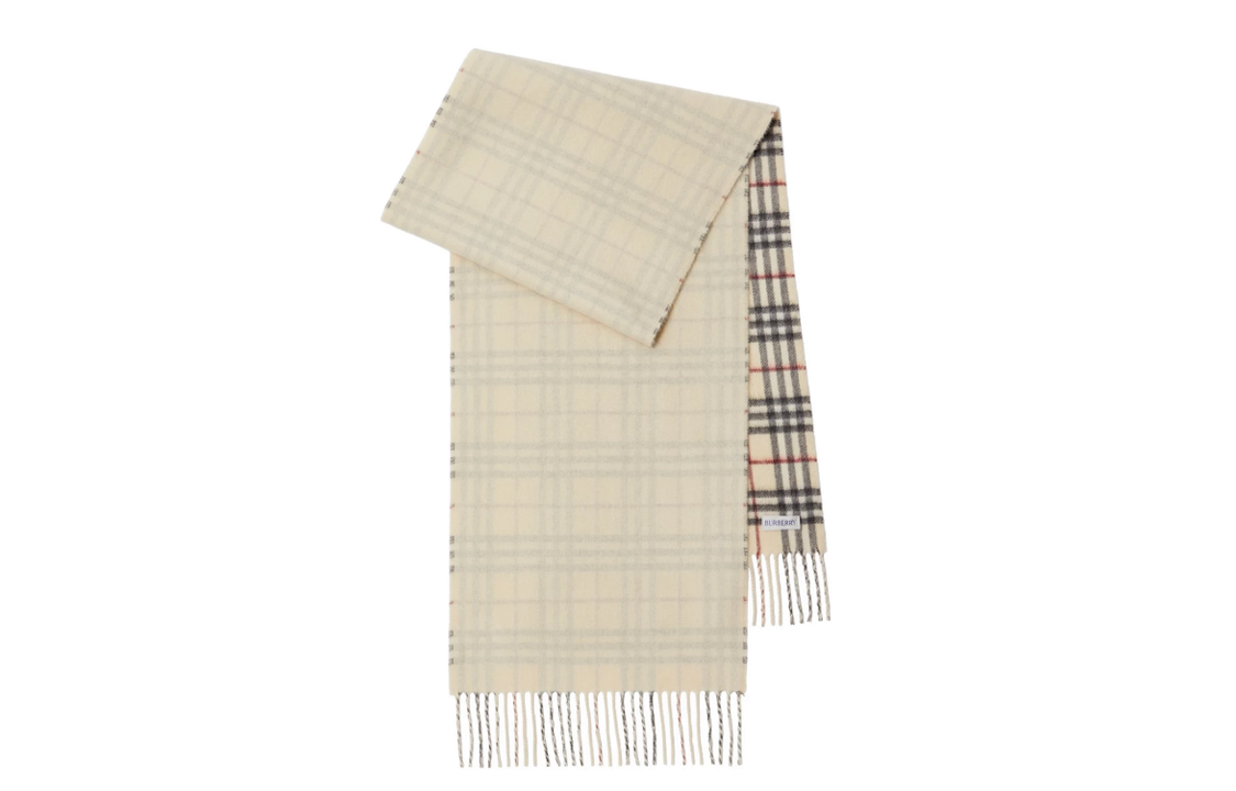 (Women) Burberry  Reversible Check Cashmere Scarf Khaki 80735251 圖 2