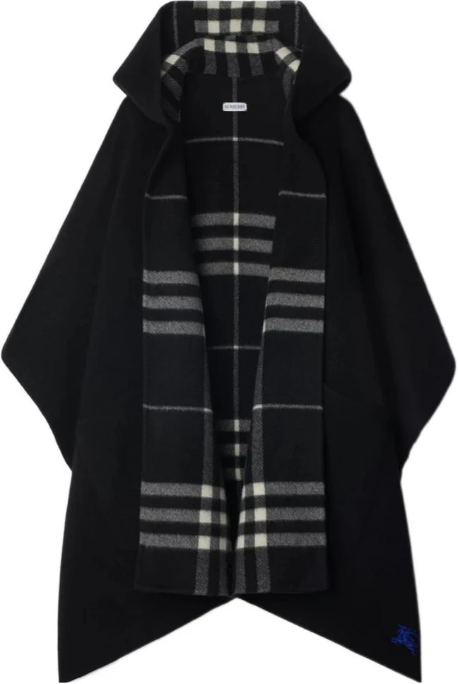 women-burberry-reversible-check-hooded-cape-poncho-black-80938091