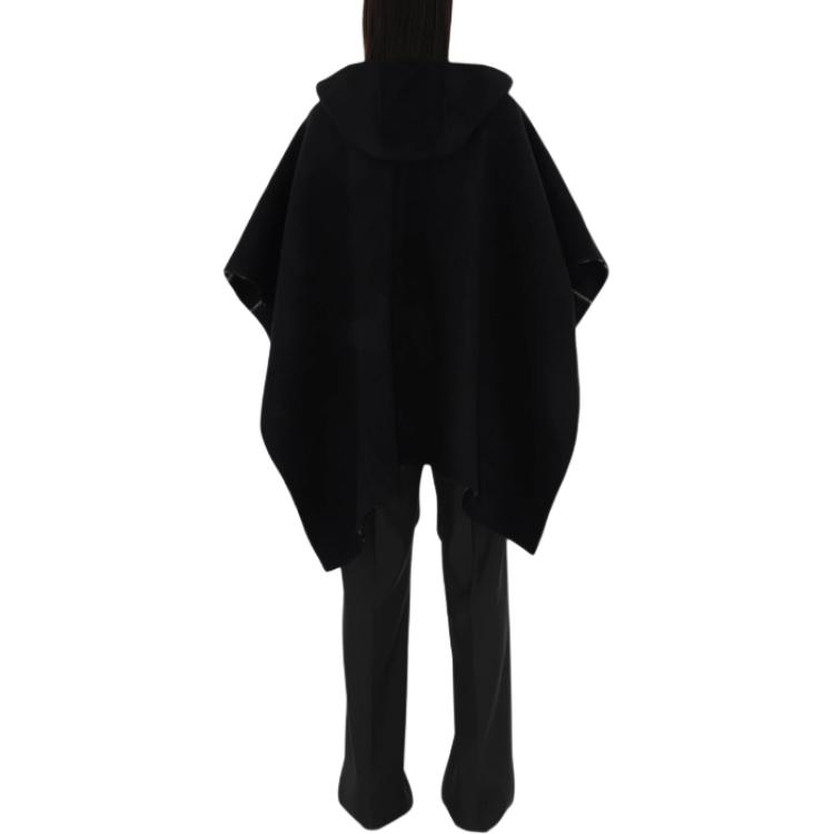 Shop (W) Burberry 雙面格紋連帽斗篷披肩 - 黑色 80938091