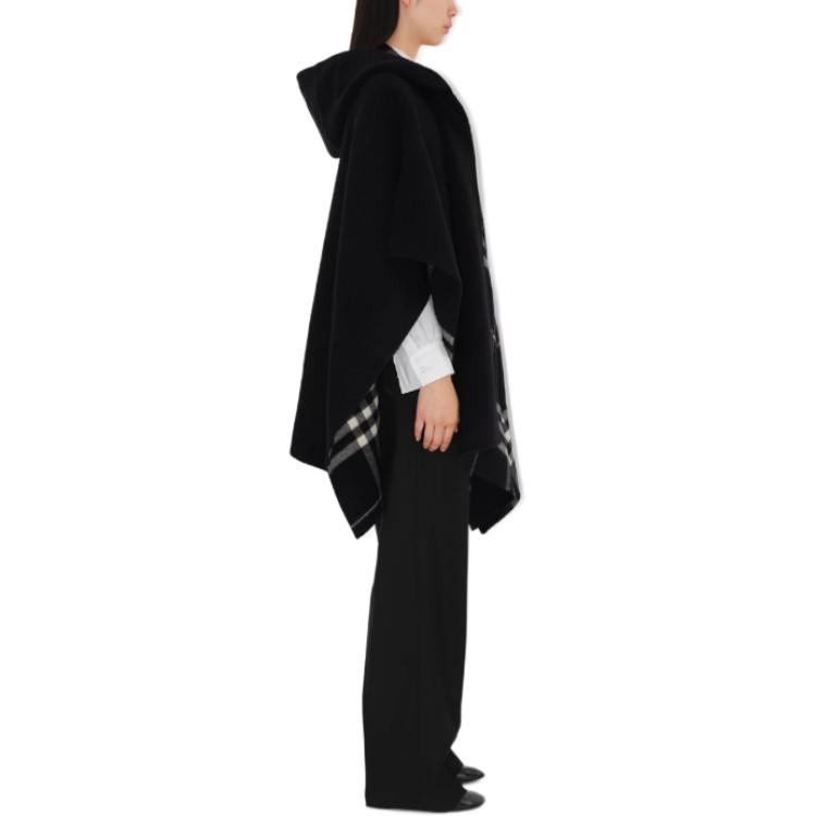 Purchase (W) Burberry 雙面格紋連帽斗篷披肩 - 黑色 80938091
