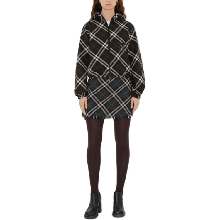 Details for (W) Burberry Jaket Zip Hoodie Terbalik Kotak Hijau 80926851