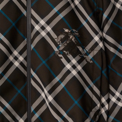 (W) Burberry 綠色可翻轉格紋連帽拉鍊外套 80926851 2