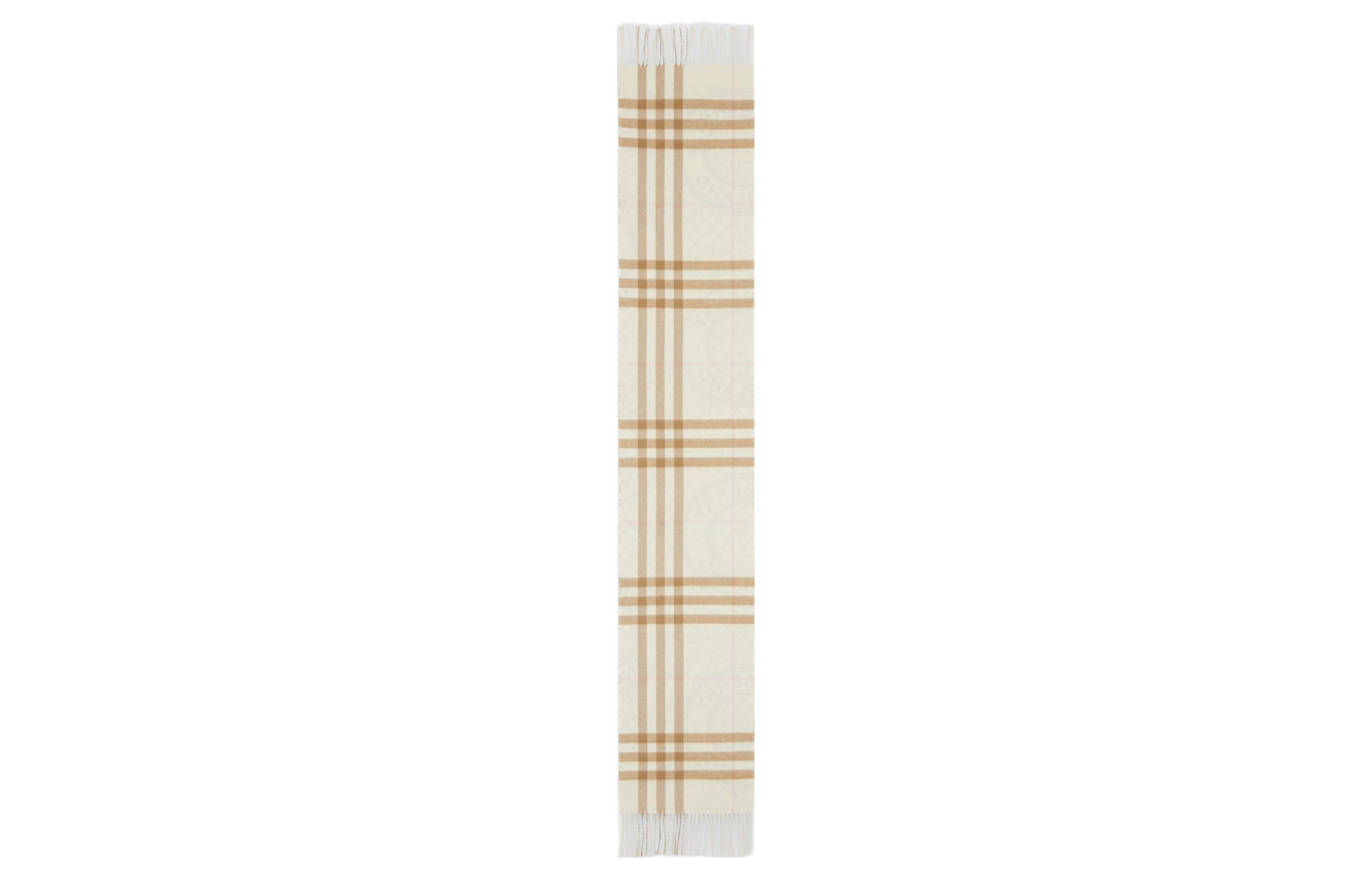 (Women) Burberry  Reversible Check Monogram Wool Scarf - White 80454511 圖 4