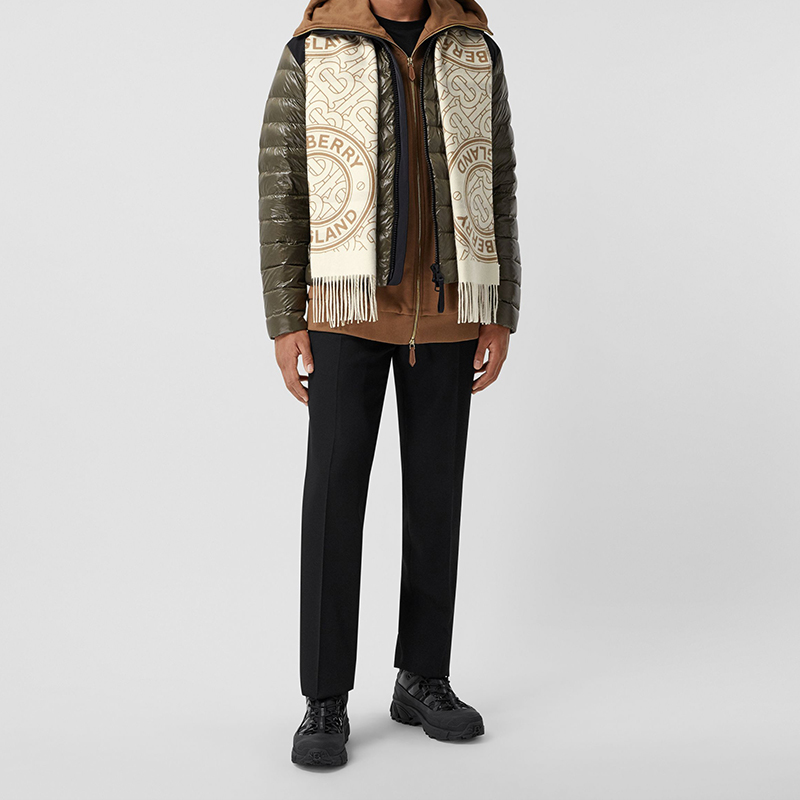 (Women) Burberry  Reversible Check Monogram Wool Scarf - White 80454511 圖 5