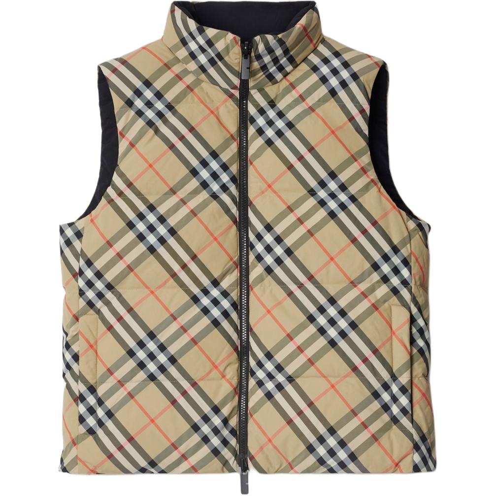 (Women) Burberry  Reversible Check Puffer Vest with Zip and High Collar - Brown 80946191