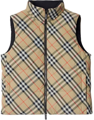 (W) バーバリー リバーシブル チェック パファーベスト ジップ付き ハイカラー ブラウン 80946191 Order (W) バーバリー リバーシブル チェック パファーベスト ジップ付き ハイカラー ブラウン 80946191