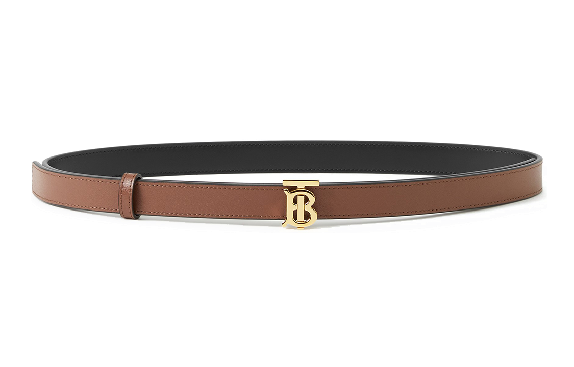 (Women) Burberry  Reversible TB Buckle Leather Belt Black/Brown 2cm Width. 80718311 圖 4