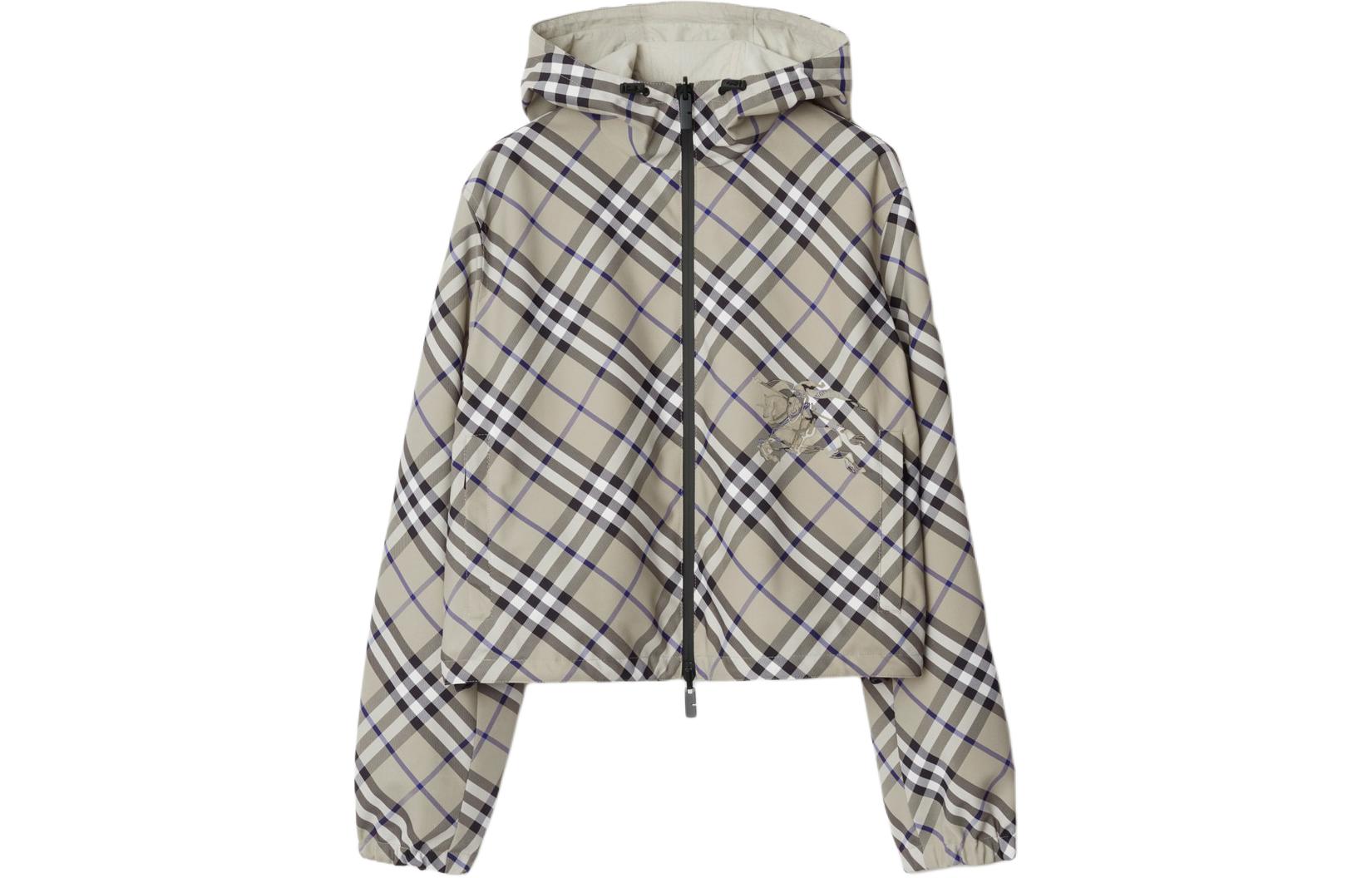 Order (W) Chaqueta con capucha reversible Burberry Colorblock Check en verde musgo. 80883401