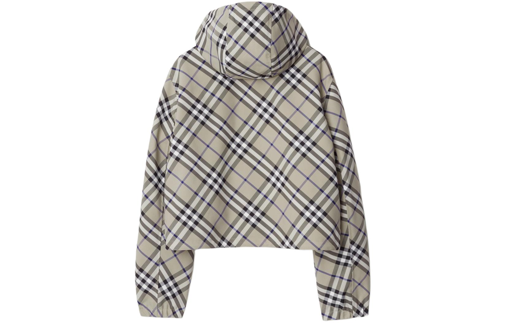 Lookbook (W) Chaqueta con capucha reversible Burberry Colorblock Check en verde musgo. 80883401