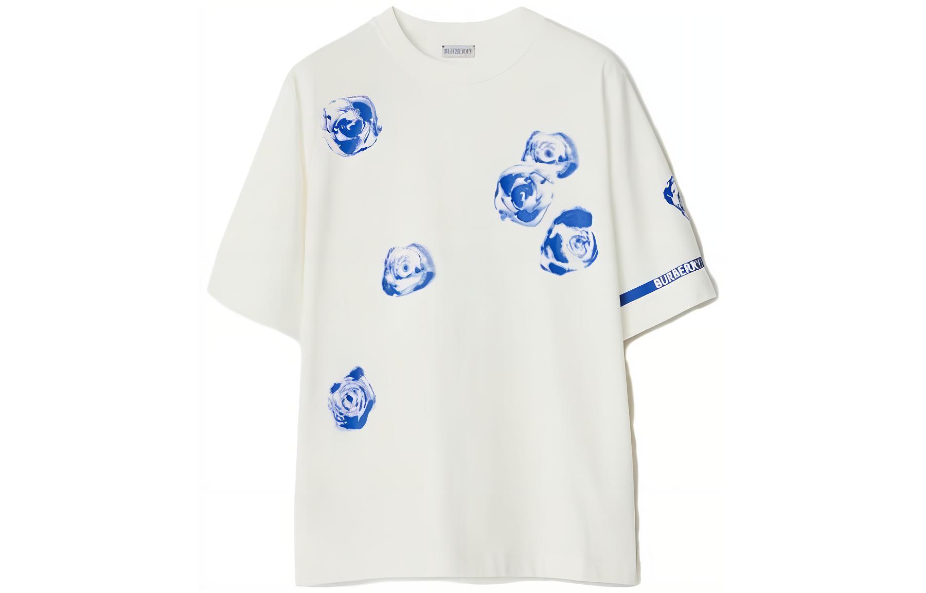 Buy (Women) Burberry  Rose Print Oversized White Crewneck T-Shirt 80813421